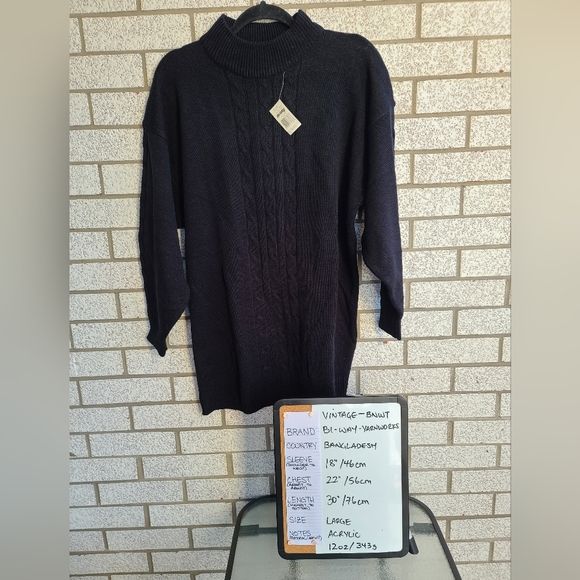 Retro Bi-Way Yarnworks Black 3/4 Sleeve Sweater Dress (BNWT) - Picture 2 of 10